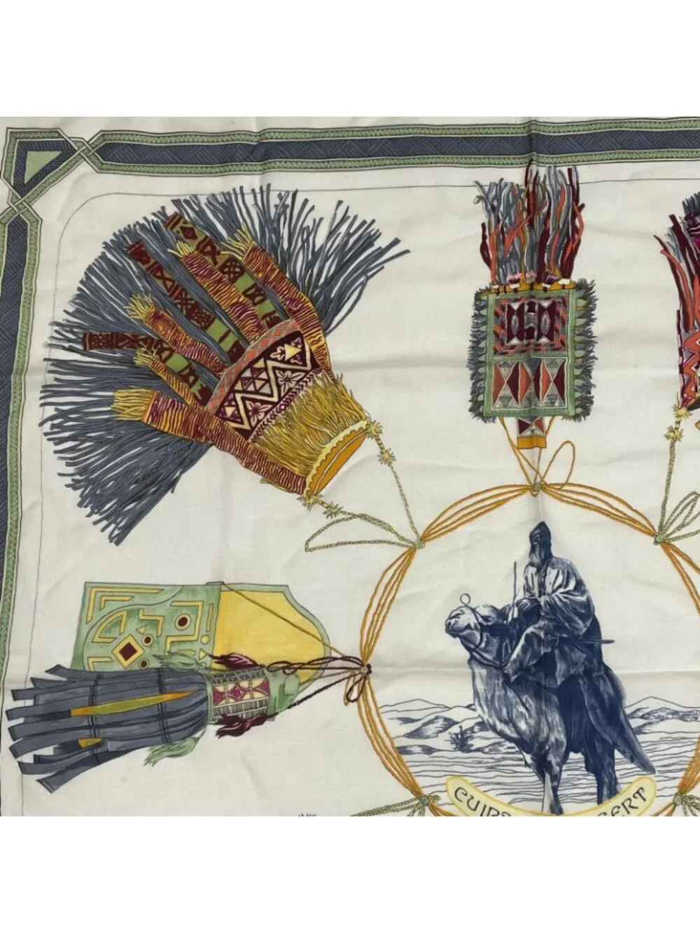 Hermes Carre 90 Cuirs du Desert Leather Ornament Silk Scarf White - Picture 2 of 6